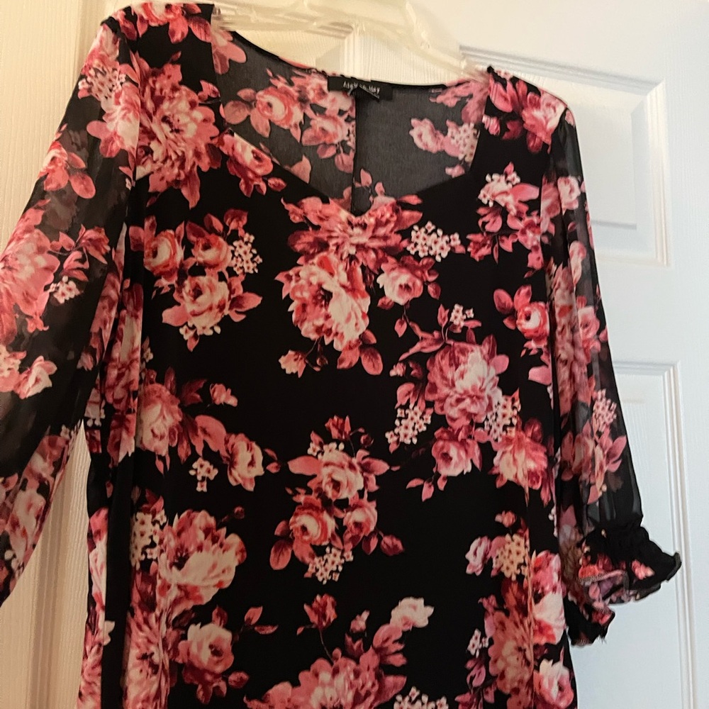 Black and pink floral blouse